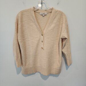LOFT Drop Shoulder Henley Sweater, Size XS, Like New